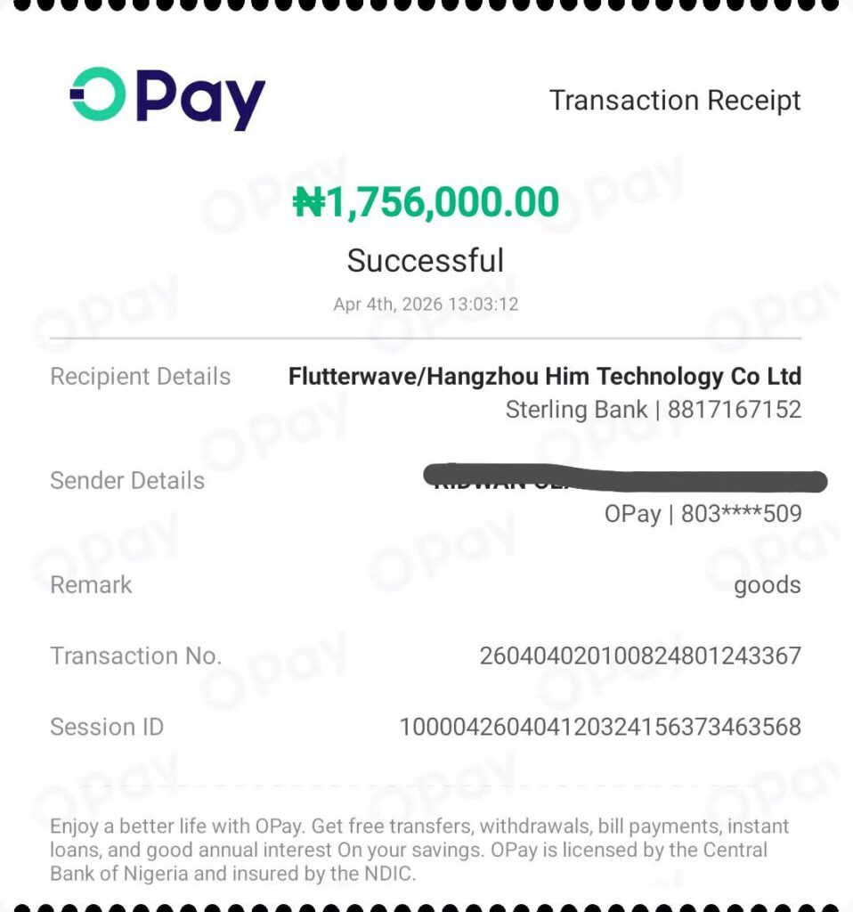 Nigeria local BANK PAY MENT